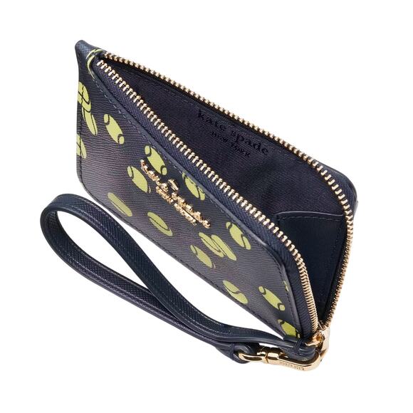 Kate Spade Tennis Printed Small Card Holder Wristlet in Blazer Blue Multi - Picture 2 of 8